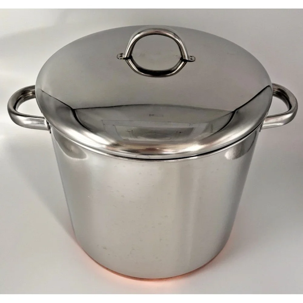 Revere Ware 12 Qt Stock Pot w/ Lid 1801 Copper Bottom Clinton IL USA Kitchen 98d